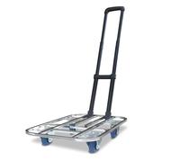 Carretilla de mano plegable, carro de plataforma de acero inoxidable, carrito plano con mango telescópico, carrito utilitario resistente para mudanzas, almacenamiento, 60 x 40 cm