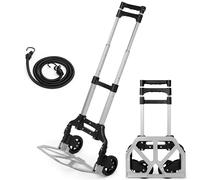 Carretilla de Mano Plegable de Aluminio, Carretilla de Mano Resistente con Ruedas, Carrito de Transporte Multiusos (80 kg máximo)