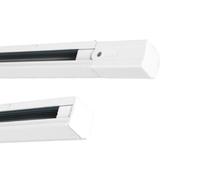 Carril LED 4 vías 1,5 metros blanco, incluye conector de corriente y tapa final, ideal para iluminación de ambientes y decoración.