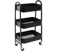 Carrito Auxiliar con Ruedas Carro de Almacenamiento Carro Servicio Carrito Metalico Carro Cocina 3 Niveles Carro Rodante Carro Organizador para Cocina Dormitorio Baño Oficina,