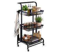 Carrito auxiliar de cocina Relaxdays, con 3 estantes tipo cesta, ajustable, dimensiones: 94,5 x 44 x 30 cm, metal, ideal para la cocina, color