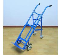 Carrito cilíndrico de 44.1 pulgadas para guarderías/clínicas/hogares de ancianos, plataforma plegable azul y blanca con ruedas y cadena protectora, estante para tanque doméstico para un fácil