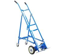 Carrito cilíndrico de 44.1 pulgadas para guarderías/clínicas/hogares de ancianos, plataforma plegable azul y blanca con ruedas y cadena protectora, estante para tanque doméstico para un fácil
