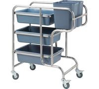 Carrito de acero inless de 3 niveles, carrito portátil de cocina para servir y catering con ruedas para comedor, hotel y reurant, vehículo Utili 81 x 43 x 92 cm, diseño multifuncional