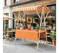 Carrito de Alimentos Portátil Multiusos Puesto de Mercado Plegable con Toldo Durable Carrito de Comida Callejera de Madera para Comestibles Juguetes,09,150cm