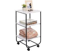 Carrito de almacenamiento con ruedas Unyqoos® de 3 niveles – carro independiente para servir y organizar, ideal para baño, cocina y dormitorio, fabricado en metal/MDF, con acabado en mármol/, dimensio