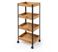 Carrito de Almacenamiento de 4 Niveles, Estantería con Ruedas 35x25x95 cm