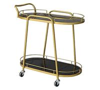 Carrito de barra de 2-Tier con viñetas, Chrome Metal Frame en ruedas, Mobile Serving Trolley para bebidas, Snacks, Tea, Easy Glide Casters para casa Living Room Party Indoor Outdoor Decoración de Deco
