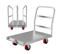 Carrito de camión 2 en 1 de Panel Resistente, camión de Plataforma de Acero de 36 x 24 Pulgadas con pasamanos Delanteros y 2 Laterales, Carrito de 2200 Libras con 4 Ruedas giratorias de Goma para