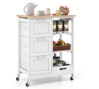 Carrito de cocina - Carrito de servicio - Carrito para servir - Carrito de cocina - Carrito de almacenamiento - Madera de caucho y plástico