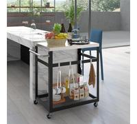 Carrito de cocina - Carrito para barbacoa - Carrito de servicio - Mesa de trabajo - Carrito de almacenamiento - Con superficie de trabajo de acero inoxidable