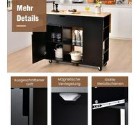 Carrito de cocina - Carro de servicio - Carrito para servir - Carrito de cocina - Mueble de cocina - Superficie de trabajo plegable - Madera negra