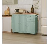 Carrito de cocina - Carro de servicio - Carrito para servir - Mueble de cocina - Carrito con ruedas - Superficie de trabajo plegable - MDF y tablero de fibra