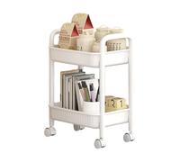 Carrito de Cocina con Ruedas - 37 x 27 x 49,5 cm Carro de Almacenamiento para Dormitorio, Carrito de Servicio de baño, Organizador de Rodillos de 2 Niveles, Secadora rápida, Carrito de Almacenamiento