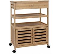 Carrito de cocina con ruedas, de bambú natural, para servir, 59,5 x 36 x 82 cm