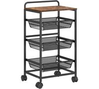 Carrito de cocina de 4 niveles - Carrito de almacenamiento con cestas extraíbles - Con ruedas - 31,8 x 40 x 76 cm - Color marrón y