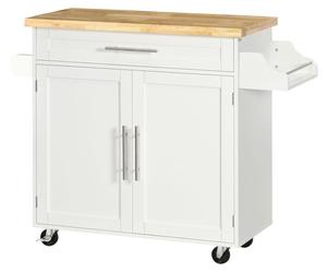Carrito de cocina HOMCOM, con ruedas, para servir, tipo carro, color blanco