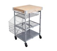 Carrito de cocina KitchenCraft, plegable, de metal/madera, 80 x 90 cm, con estantería, ideal para servir