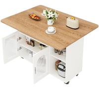 Carrito de cocina móvil con encimera de madera y estructura metálica, ideal como una isla de cocina portátil