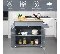 Carrito de cocina tipo isla, con ruedas, para almacenamiento. Estantería grande de 116 x 40 x 85 cm, color gris y natural