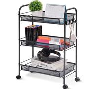 Carrito de cocina Unyqoos® de 3 niveles – carro estrecho con ruedas de 43,8 x 26 x 63 cm, metal, color , carrito multifuncional para servir y almacenar, ideal para la cocina, el baño y la oficina