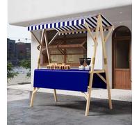 Carrito De Comida Callejera De Madera Durable Multiusos Puesto De Mercado con Toldo Puestos Plegables For Ferias De ArtesaníAs para Tiendas Mercados,02,120cm