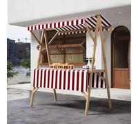 Carrito De Comida Callejera De Madera Durable Multiusos Puesto De Mercado con Toldo Puestos Plegables For Ferias De ArtesaníAs para Tiendas Mercados,04,120cm