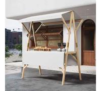 Carrito De Comida Callejera De Madera Durable Multiusos Puesto De Mercado con Toldo Puestos Plegables For Ferias De ArtesaníAs para Tiendas Mercados,05,150cm