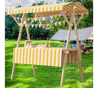 Carrito de Comida callejera Madera con Ruedas,Puesto Plegable para Mercado Callejero,Agricultores y ferias artesanía,Expositor Ligero para Puestos Mercado al Aire Libre(I,47x23.6in Folding Type)