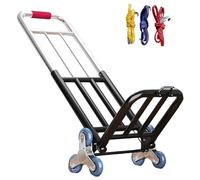 Carrito de escalada de escalera resistente con plataforma plegable, estructura reforzada, perfecto para uso comercial, ruedas de 25 mm con acabado de cristal