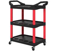 Carrito de herramientas – Carrito de taller – Carrito de servicio – Negro y rojo, con tres niveles