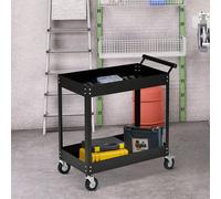 Carrito de herramientas con 2 estantes y ruedas giratorias – Carro de acero – Capacidad de carga de 150 kg