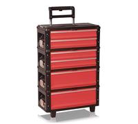Carrito de herramientas de 4 niveles, color rojo, con 6 cajones, rodamientos de bolas, dimensiones: 21,5 x 51 x 89 cm
