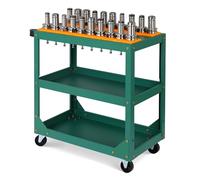 Carrito de herramientas pesado con ruedas - Soporte de herramientas CNC Utili Carrito de servicio para Ga & Repair Shop - Diseño BT30 de 1 capa, mango ómico, Sto Solut