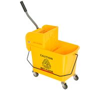 Carrito de limpieza HOMCOM con cubo doméstico de 20 L con grifo y separador de agua sucia, amarillo, 60L x 27L x H cm