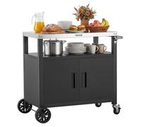 Carrito de parrilla para exteriores VEVOR, con armario de almacenamiento, mesa de 92 cm con placa de acero inoxidable, asa, ruedas y abrelatas. Carrito de cocina y de servicio para terraza, jardín, ba