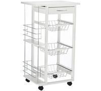 Carrito de servicio HOMCOM con ruedas, multiusos para cocina, 3 cestas metálicas + 2 soportes para botellas
