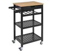 Carrito de servicio Unyqoos® fabricado en MDF y madera, con ruedas, ideal para servir y almacenar en la cocina y el comedor. Cuenta con múltiples estantes para una mayor capacidad
