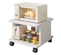 Carrito de servir debajo del escritorio de 2 niveles, 40 cm de profundidad, estante rodante de MDF para microondas con ruedas bloqueables, soporte de impresora móvil, para oficina en casa y cocina