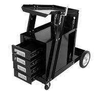 Carrito de soldadura, estructura metálica robusta, dimensiones de 71 cm x 46 cm x 91 cm (28" x 18" x 36"), 4 cajones, capacidad de carga de 113 kg (250 lbs), ruedas silenciosas con revestimiento de go