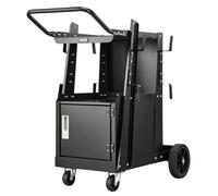 Carrito de soldadura VEVOR con 2 áreas de almacenamiento y armario con cerradura. Carro móvil para equipos de soldadura, con capacidad máxima de 120 kg. Incluye 2 soportes para botellas de gas. Ideal