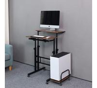 Carrito elevable para portátil de pie Unyqoos® con ruedas – escritorio de pie móvil, roble, 23,6" x 23,6", altura de 26,4" a 45", estructura de acero y MDF