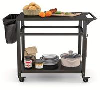 Carrito para barbacoa - Carrito para parrilla - Carrito de cocina - Carrito de servicio - Carrito para asados - Con 2 estantes y 4 ruedas
