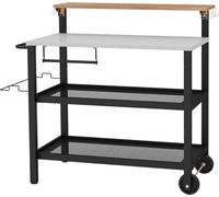 Carrito para barbacoa con mesa plegable, ganchos, soporte para toallas y soporte para bolsas de basura, y superficie para cocinar a la parrilla