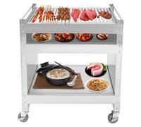 Carrito para barbacoa - Mesa de 3 niveles con ruedas - Capacidad de 30 kg