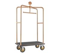 Carrito para equipaje de hotel, 544.31 kg. Carrito robusto para botones con estructura de acero inoxidable, ruedas de goma de 203 mm, plataforma cubierta de moqueta negra. Carrito rodante para transpo