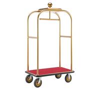 Carrito para equipaje de hotel, 544,31 kg. Carrito robusto para personal de limpieza con estructura de acero inoxidable, ruedas de goma de 203 mm, plataforma cubierta con alfombra roja. Trolley rodant