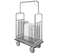 Carrito para equipaje de hotel, acero inoxidable cepillado, capacidad de 1200 libras, ideal para personal de servicio