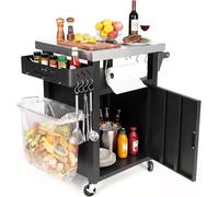 Carrito para mesa de barbacoa, carrito de cocina para exteriores, carrito portátil para hornos de pizza Onni, soporte para parrillas Ninja Woodfire y Weber Q, práctico armario para jardín