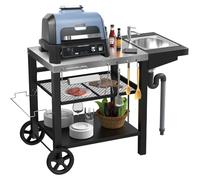 Carrito para parrilla con fregadero, compatible con las parrillas Ninja Woodfire y Weber Q1000, ideal para cocinas exteriores